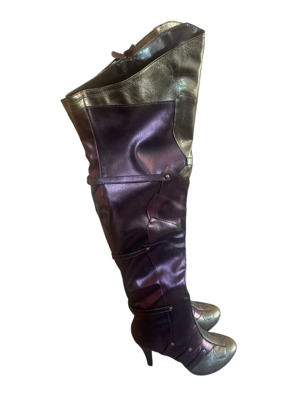 Wonder Woman Costume Boots 9 Burgundy Purple Gold Thigh High Cosplay Heel